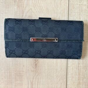 Gucci Black Monogram Canvas Wallet